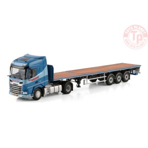 DAF XF SH WITH SKY LIGHTS 4X2 FLATBED TRAILER - 3 AXLE van der Werff logistics WSI 01-4524 WSI MODELS