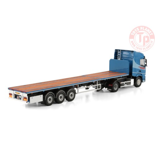 DAF XF SH WITH SKY LIGHTS 4X2 FLATBED TRAILER - 3 AXLE van der Werff logistics WSI 01-4524 WSI MODELS