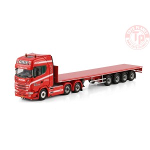 SCANIA S HIGHLINE CS20H 6X2 TAG AXLE FLATBED TRAILER - 4 AXLE Give WSI 01-4430 WSI MODELS