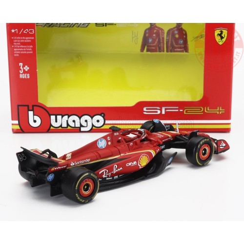 FERRARI F1 SF-24 TEAM SCUDERIA FERRARI N 16 4th EMILIA ROMAGNA IMOLA GP 2024 CHARLES LECLERC 1/43 BURAGO 36844L BURAGO