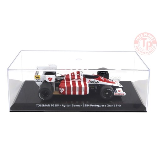 TOLEMAN F1 TG184 HART TURBO N 19 3rd PORTUGAL GP 1984 AYRTON SENNA CON VETRINA 1/24 E26 EDICOLA
