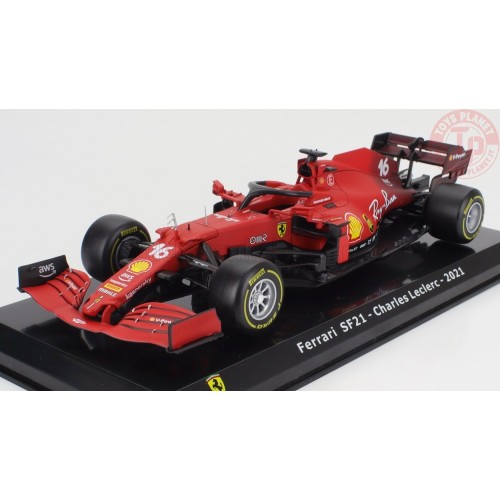 FERRARI F1 SF21 TEAM SCUDERIA FERRARI MISSION WINNOW N 16 SEASON 2021 CHARLES LECLERC CON VETRINA 1/24 E29 EDICOLA