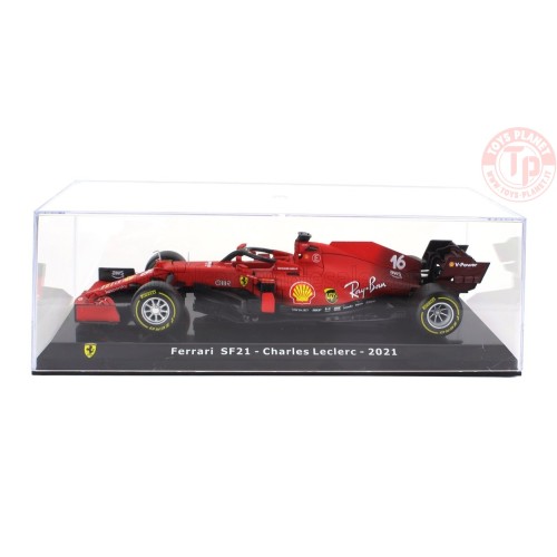 FERRARI F1 SF21 TEAM SCUDERIA FERRARI MISSION WINNOW N 16 SEASON 2021 CHARLES LECLERC CON VETRINA 1/24 E29 EDICOLA