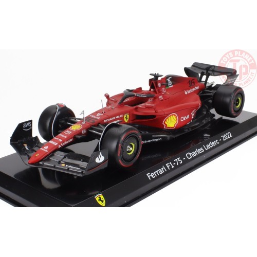 FERRARI F1-75 SCUDERIA FERRARI N 16 SEASON 2022 CHARLES LECLERC CON VETRINA 1/24 E30 EDICOLA