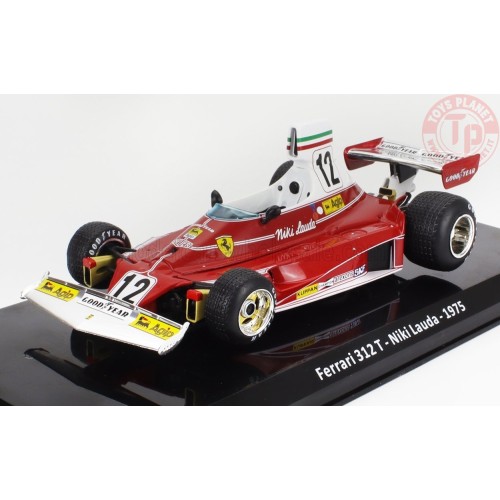 FERRARI F1 312T TEAM FERRARI SEFAC N 12 WORLD CHAMPION SEASON 1975 NIKI LAUDA CON VETRINA 1/24 E32 EDICOLA
