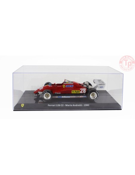 FERRARI F1 126 C2 N 28 SEASON 1982 MARIO ANDRETTI CON VETRINA 1/24 E46 EDICOLA FERRARI F1 126 C2 N 28 SEASON 1982 MARIO ANDRETTI CON VETRINA 1/24 E46 EDICOLA