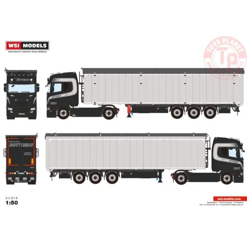 SCANIA S HIGHLINE CS20H 4X2 VOLUME TRAILER - 3 AXLE TRANSPORTS BOTTREAU WSI 01-4554 INDUSTRIAL MODELS 1:50