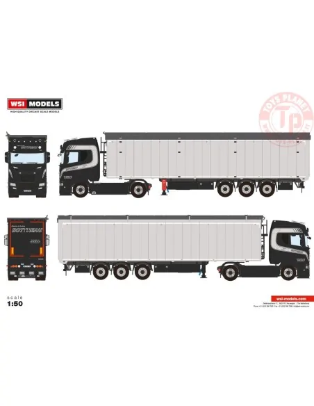 SCANIA S HIGHLINE CS20H 4X2 VOLUME TRAILER - 3 AXLE TRANSPORTS BOTTREAU WSI 01-4554 MODELLISMO INDUSTRIALE 1:50