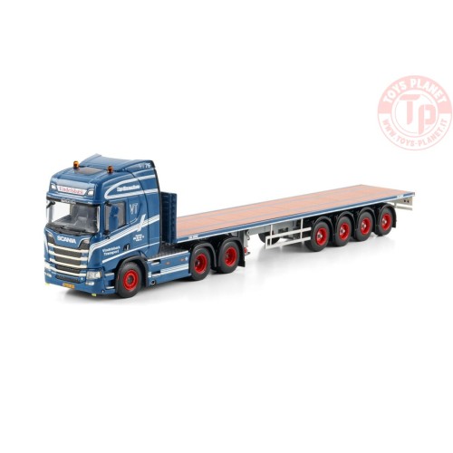copy of SCANIA R HIGHLINE CR20H 6X2 TAG AXLE FLATBED TRAILER - 4 AXLE Vindelsbaek WSI 01-4626 WSI MODELS