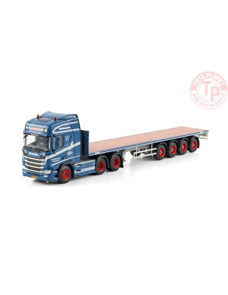 SCANIA R HIGHLINE CR20H 6X2 TAG AXLE FLATBED TRAILER - 4 AXLE Vindelsbaek WSI 01-4626 WSI MODELS