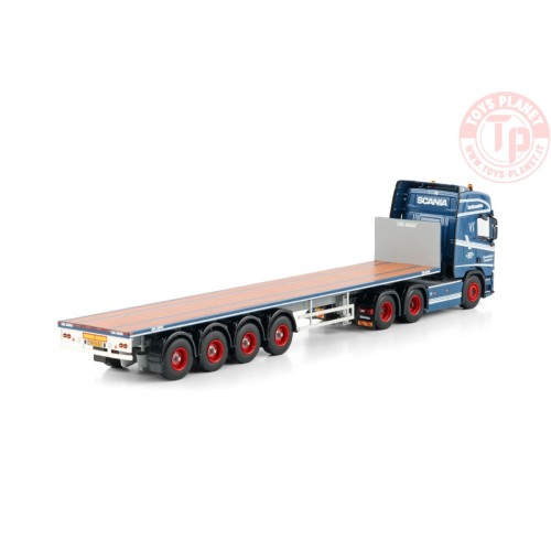 SCANIA R HIGHLINE CR20H 6X2 TAG AXLE FLATBED TRAILER - 4 AXLE Vindelsbaek WSI 01-4626 WSI MODELS