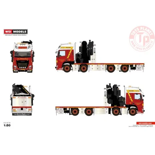 DAF CF SPACE CAB MY2017 RIGED FLATBED TRUCK 8X2 TAG AXLE WITH FASSI 1100 + JIB Alb. Swijnenburg WSI 01-4671 WSI MODELS