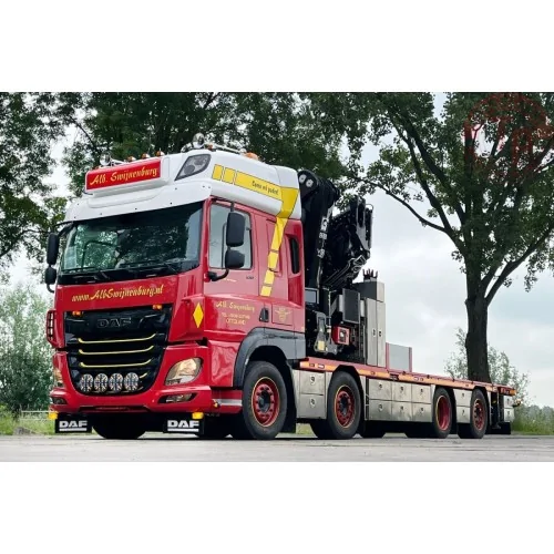 DAF CF SPACE CAB MY2017 RIGED FLATBED TRUCK 8X2 TAG AXLE WITH FASSI 1100 + JIB Alb. Swijnenburg WSI 01-4671 WSI MODELS
