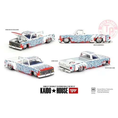 CHEVROLET SILVERADO DUALLY ON FIRE V2 1980 1:64 KHMG157 MINI GT