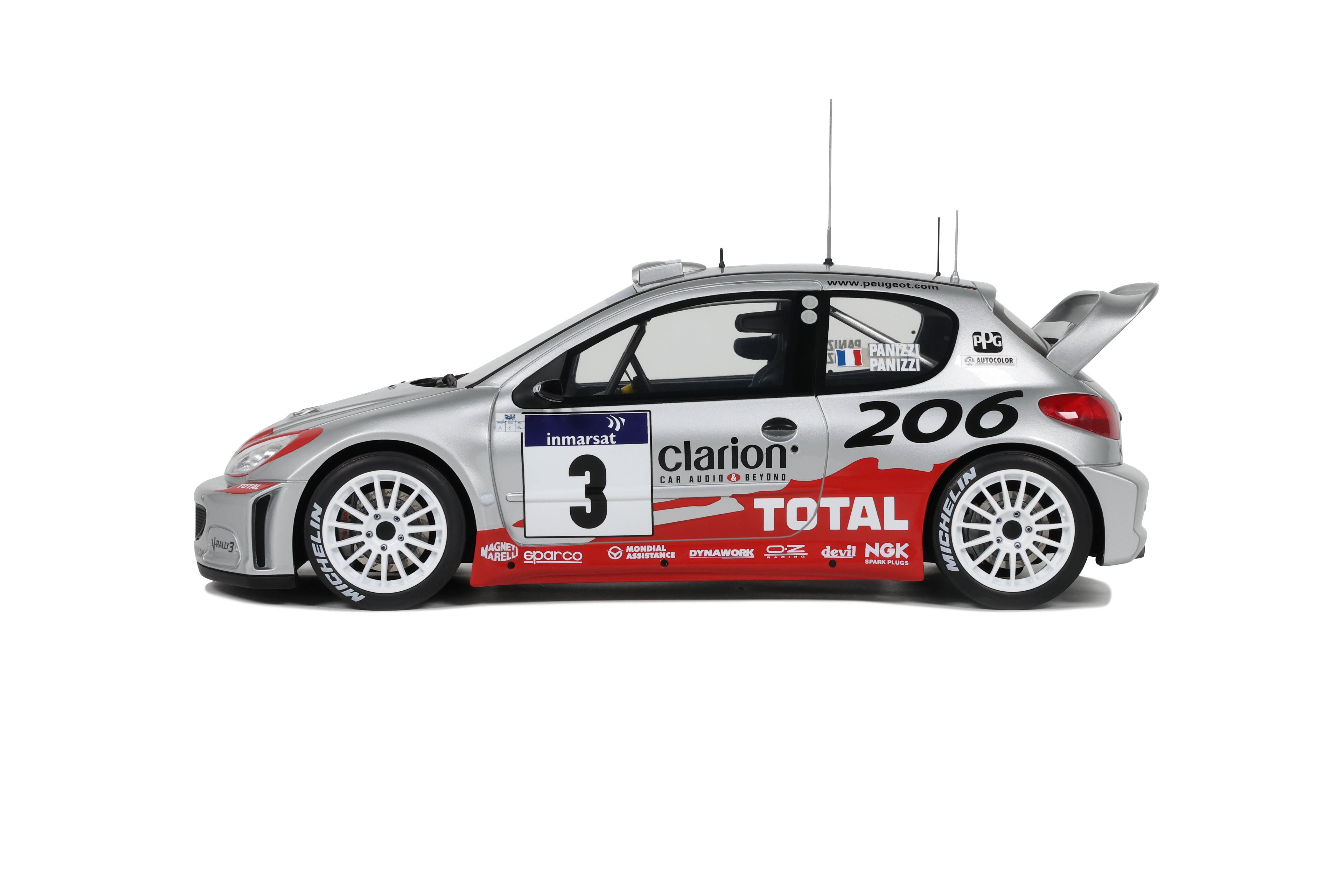 OT1085 PEUGEOT 206 WRC SILVER PANIZZI TOUR DE CORSE 2002 1:18 99,90
