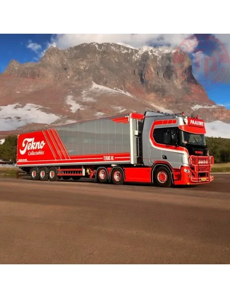 Scania Next Gen R650 6x2 sleepas trekker met 3-assige Cargofloor oplegger Paauwe Transport TEKNO 87077 TEKNO