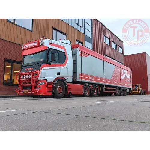 Scania Next Gen R650 6x2 sleepas trekker met 3-assige Cargofloor oplegger Paauwe Transport TEKNO 87077 TEKNO