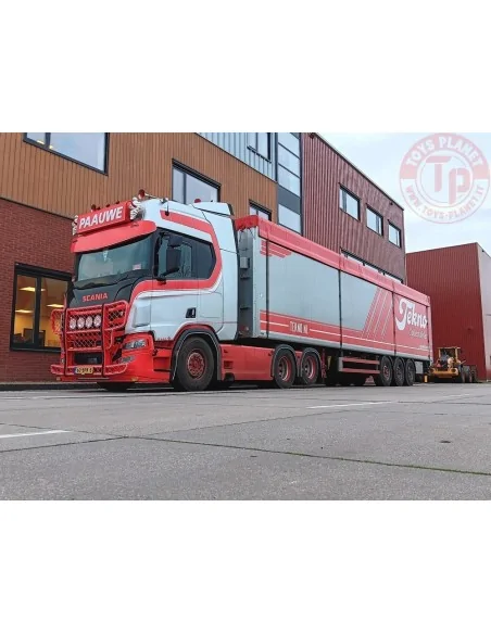 Scania Next Gen R650 6x2 sleepas trekker met 3-assige Cargofloor oplegger Paauwe Transport TEKNO 87077 TEKNO