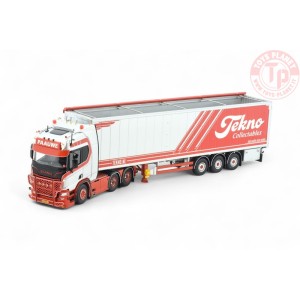 Scania Next Gen R650 6x2 sleepas trekker met 3-assige Cargofloor oplegger Paauwe Transport TEKNO 87077 TEKNO