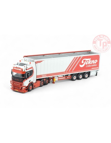Scania Next Gen R650 6x2 sleepas trekker met 3-assige Cargofloor oplegger Paauwe Transport TEKNO 87077 TEKNO