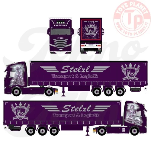 Iveco S-Way con semirimorchio centinato a 3 assi Stelzl TEKNO 86000 TEKNO