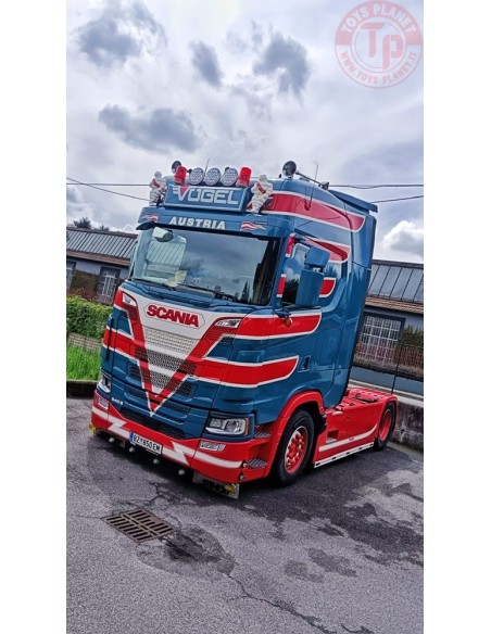 Scania Next Gen 540S Highline 4x2 met 3-assige zeiloplegger Vögel - Fernfahrer TEKNO 89501 TEKNO