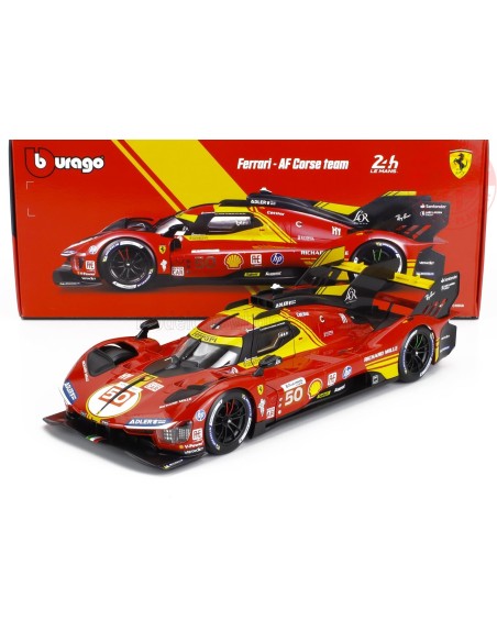 1/18 FERRARI 499P 3.0L TURBO V6 TEAM FERRARI AF CORSE N 50 WINNER 24h LE MANS 2024 FUOCO - MOLINA - NIELSEN BU16303-50 BURAGO