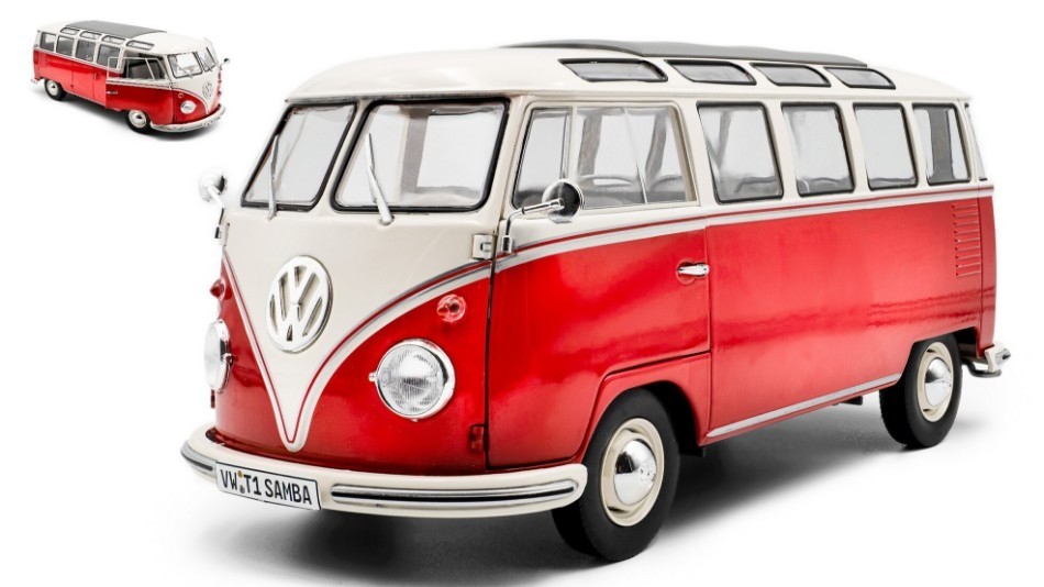 Volkswagen T1 Samba Bleu/Blanc 1962 1/18 SOLIDO - S1813401