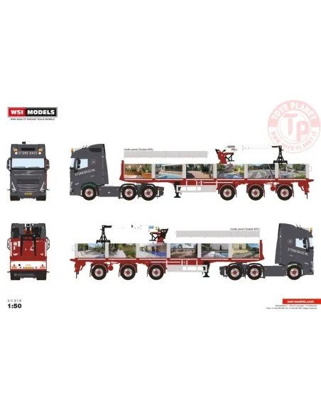 VOLVO FH5 GLOBETROTTER 6X2 TWIN STEER BRICK TRAILER - 3 AXLE Stone base WSI 01-4542 WSI MODELS