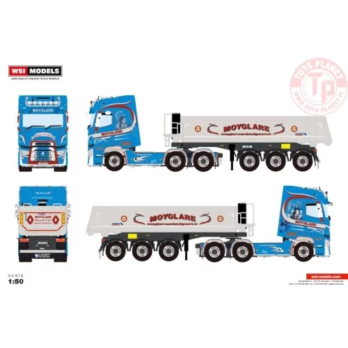 RENAULT TRUCKS T HIGH 6X2 TAG AXLE HALF PIPE TIPPER TRAILER - 3 AXLE MOYGLARE WSI 01-4436 WSI MODELS