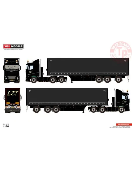 VOLVO FH5 SLEEPER CAB 6X2 TAG AXLE CURTAINSIDE TRAILER - 3 AXLE LANGERAK ZEGVELD TRANSPORT WSI 01-4355 WSI MODELS