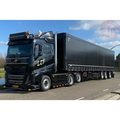 VOLVO FH5 SLEEPER CAB 6X2 TAG AXLE CURTAINSIDE TRAILER - 3 AXLE LANGERAK ZEGVELD TRANSPORT WSI 01-4355 WSI MODELS