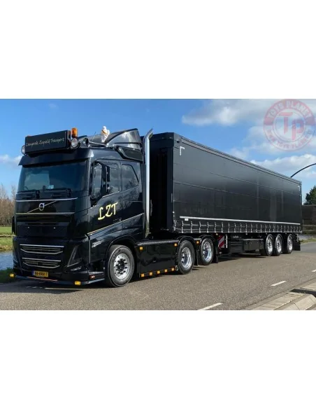 VOLVO FH5 SLEEPER CAB 6X2 TAG AXLE CURTAINSIDE TRAILER - 3 AXLE LANGERAK ZEGVELD TRANSPORT WSI 01-4355 WSI MODELS