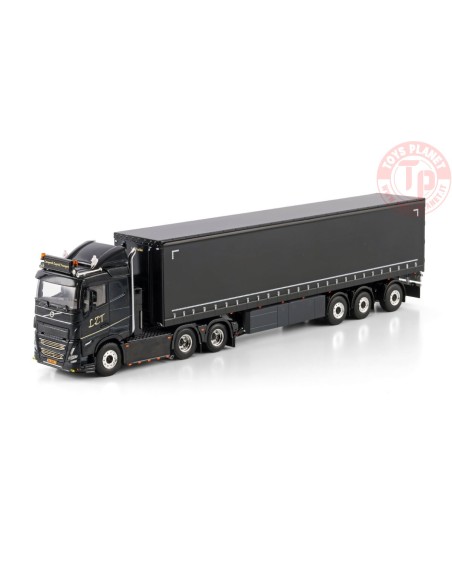 VOLVO FH5 SLEEPER CAB 6X2 TAG AXLE CURTAINSIDE TRAILER - 3 AXLE LANGERAK ZEGVELD TRANSPORT WSI 01-4355 WSI MODELS