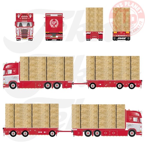 Scania R-Streamline motorwagen met 3-assige aanhanger incl. lading stro Pierrard Transports TEKNO 88834 TEKNO