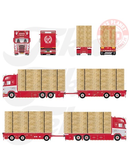 Scania R-Streamline motorwagen met 3-assige aanhanger incl. lading stro Pierrard Transports TEKNO 88834 TEKNO