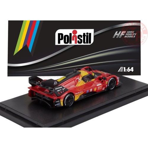 1/64 FERRARI 499P 3.0L TURBO V6 TEAM FERRARI AF CORSE N 50 WINNER 24h LE MANS 2024 FUOCO - MOLINA - NIELSEN CON VETRINA POL64...