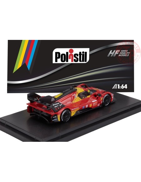 1/64 FERRARI 499P 3.0L TURBO V6 TEAM FERRARI AF CORSE N 50 WINNER 24h LE MANS 2024 FUOCO - MOLINA - NIELSEN CON VETRINA POL64...