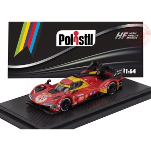 1/64 FERRARI 499P 3.0L TURBO V6 TEAM FERRARI AF CORSE N 50 WINNER 24h LE MANS 2024 FUOCO - MOLINA - NIELSEN CON VETRINA POL64...