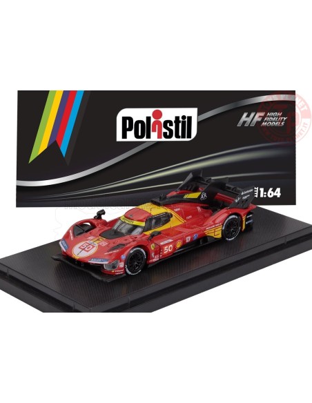 1/64 FERRARI 499P 3.0L TURBO V6 TEAM FERRARI AF CORSE N 50 WINNER 24h LE MANS 2024 FUOCO - MOLINA - NIELSEN CON VETRINA POL64...
