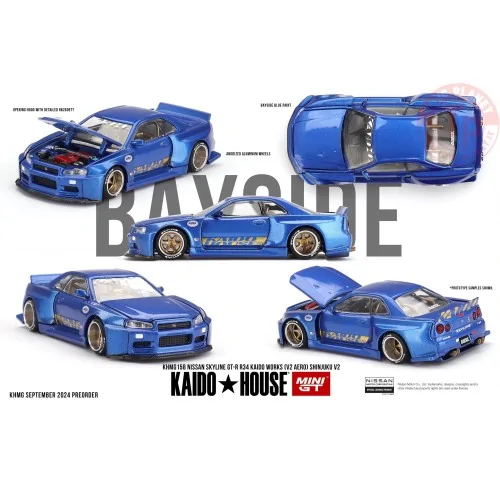 NISSAN SKYLINE GT-R (R34) KAIDO WORKS (V2 AERO) SHINJUKU V2 1999 1:64 KHMG158 MINI GT