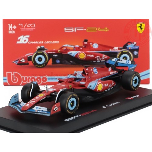 1/43 FERRARI F1 SF-24 TEAM SCUDERIA FERRARI N 16 3rd MIAMI GP 2024 CHARLES LECLERC CON PILOTA E VETRINA BU 18-36843-LEC-MIAMI...