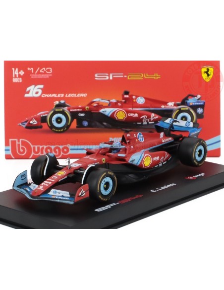 1/43 FERRARI F1 SF-24 TEAM SCUDERIA FERRARI N 16 3rd MIAMI GP 2024 CHARLES LECLERC CON PILOTA E VETRINA BU 18-36843-LEC-MIAMI...