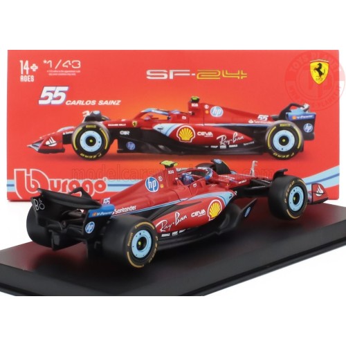 1/43 FERRARI F1 SF-24 TEAM SCUDERIA FERRARI N 55 5th MIAMI GP 2024 CARLOS SAINZ CON PILOTA E VETRINA BU18-36843-SAI-MIAMI BURAGO