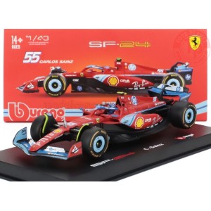 1/43 FERRARI F1 SF-24 TEAM SCUDERIA FERRARI N 55 5th MIAMI GP 2024 CARLOS SAINZ CON PILOTA E VETRINA BU18-36843-SAI-MIAMI BURAGO