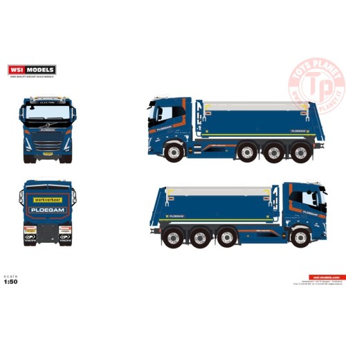 WSI 01-4621 VOLVO FH5 SLEEPER CAB ELECTRIC TIPPER TRUCK 8X4 Ploegam