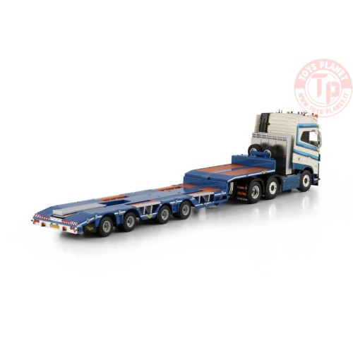 VOLVO FH5 GLOBETROTTER 6X2 TWIN STEER SEMI WHEEL WELL LOW LOADER - 4 AXLE Schoones B.V. WSI 01-4311 WSI MODELS