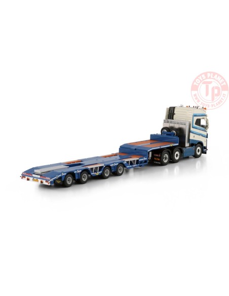 VOLVO FH5 GLOBETROTTER 6X2 TWIN STEER SEMI WHEEL WELL LOW LOADER - 4 AXLE Schoones B.V. WSI 01-4311 WSI MODELS