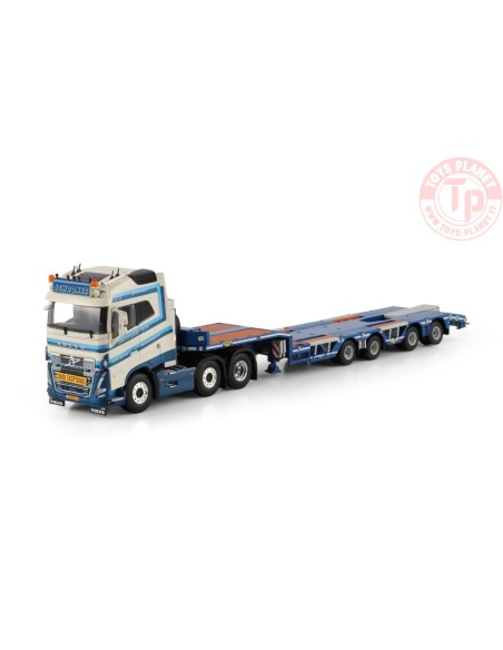 VOLVO FH5 GLOBETROTTER 6X2 TWIN STEER SEMI WHEEL WELL LOW LOADER - 4 AXLE Schoones B.V. WSI 01-4311 WSI MODELS