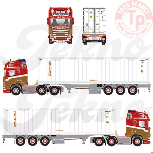 Scania NGR Highline 6x2 + container chassis met 40ft HC Reefer Ronny Ceusters TEKNO 88131 TEKNO